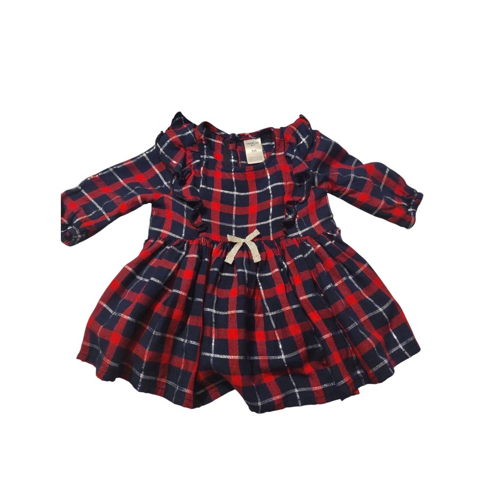 Oshkosh B'Gosh Red And Black Plaid Dress 3 Months Christmas Holiday Classic